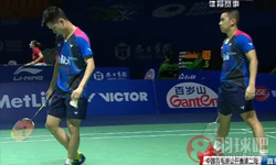 2016年中国羽毛球公开赛 凯文·桑加亚·苏卡穆约/费尔纳迪VS 马库斯·埃利斯/克里斯·兰格瑞奇 ( 英格兰 )