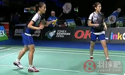 2012年丹麦羽毛球公开赛 包宜鑫/钟倩欣  VS严惠媛 张艺娜（韩国） 女双1 4决赛比赛录像