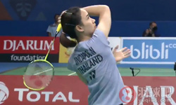 2017年印度尼西亚羽毛球公开赛 妮昌·金达汶VS 塞娜·内维尔女单1 8决赛录像