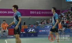 徐晨 张楠(中国)VS柳延星 李龙大(韩国) 2014仁川亚运会羽毛球男子团体决赛 第一双打